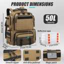 Tactical Fishing Backpack with Tackle Boxes, Rod Holders & Bottle Holder, 50 L Large Insulated Fishing Tackle Box Backpack with Cooler, Fishing Bag Store Gear & Equipment, 900 D Oxford, Brown