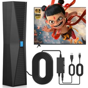 2025 Antenna for Smart TV for Local Channels,TV Antenna Indoor for Long Range Reception, Digital Antenna for Easy Installation and All Smart/Old TVs, Supports 4K 1080P HD VHF UHF