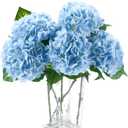 5pcs Hydrangea Artificial Flowers Real Touch 20 inch Lifelike Hydrangea Flower for Home Wedding Office Party Living Room Decoration (Baby Blue)