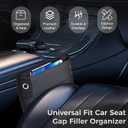 Car Seat Gap Filler, Universal Premium Leather Front Seat Side Organizer, Car Storage Box for Holding Phone, Sunglasses, Keys, Car Accessories fit Auto SUV Truck (Black, Driver's Seat) (1 Pack)