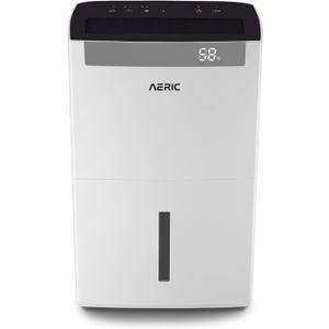 Aeric 50-Pint Portable Dehumidifier for Home, Moisture Absorber For Basement, Garage, Living Room, and Extra Large Rooms up to 4,500 Sq.Ft., Energy Star Dehumidifier with Auto-Shutoff & Timer in White