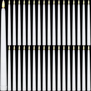 Reginary 36 Pieces Flameless Taper Candles Battery Operated Bulk 11" Plastic Lights LED Candlesticks Window Candles for Birthday Wedding Church Decor Party Supplies(White)