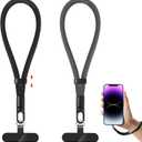 Phone Lanyard, 2 Pack Adjustable Cell Phone Lanyard Strap, Hand Wrist Strap Lanyard with Tether Tabs for Smartphones (Black+grey)