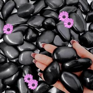 16lb Black River Rocks, 1-2 Inch Pebbles for Indoor Plants, Natural Polished Aquarium Gravel, Decorative Rocks for Outdoor Landscaping, Succulent, Garden, Vases Fillers, Bird Baths