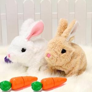 Mahbsact Realistic Bunny Toy - Interactive Plush Rabbit with Sounds and Movements Animated Walking Wiggle Ears Twitch Nose - Easter Gift for Kids (Brown+White)