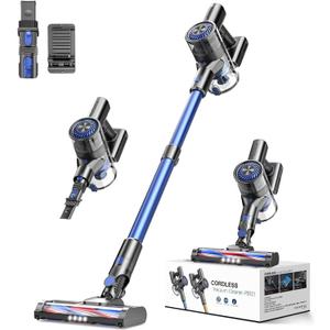 Cordless Vacuum Cleaner, Vacuum Cleaner for Home with 80000 RPM High-Speed Brushless Motor, Up to 40 Mins Runtime, 2 Adjustable Suction, Anti-Tangle, Lightweight Stick Vacuum for Hard Floor (Azure)