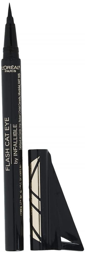 L'Oreal Paris Makeup Infallible Flash Cat Eye Waterproof Liquid Eyeliner, Black, 0.44 oz. (1 Count (Pack of 1))