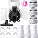DoubleFill 3 Way Swimming Pool Diverter Valve Hose Adapter with Hose Clamps Replacement Slip Valve Filter Hose Conversion Kit with Seal Ring for 1 1/4'' or 1 1/2'' Filter Ports (White,Hose Adapter)
