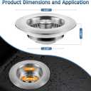 Kitchen Sink Drain Strainer 3 in 1, 304 Stainless Steel Pop Up Sink Stopper, Anti-Clogging Sink Drain Strainer for US Standard Kitchen Drain (SUS304 Brushed)