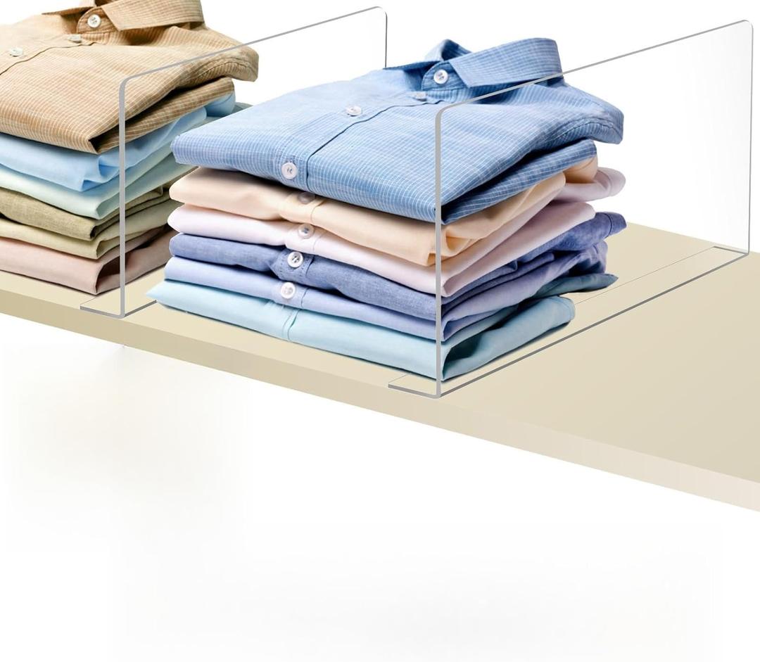 Acrylic Shelf Dividers for Closet OrganizationSweater Organizer for Closet -8pack 8 Tall Clear Plastic Shelf Dividers for Closets Shelves Cabinets