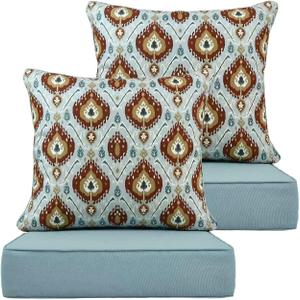 Outdoor Deep Seat Cushions 24x24x5 Inch, Waterproof Patio Chair Cushions, 2 Sets (4 Pcs: 2 Seat + 2 Back), Fade Resistant with Ties and Zipper for Garden,Floral Print