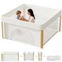 Foldable Baby Playpen, 51x51 Foldable Play Pen for Babies and Toddlers, Portable Playpen Indoor Outdoor, Kids Safety Area Travel Play Yard with Storage Bag White