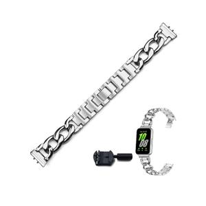 Slim Metal Band Compatible with Samsung Galaxy Fit 3 for Women,Adjustable Wristband Chain Link Steel Replacement Accessories Bracelet for Galaxy Fit 3 (Include Watch Link Removal Kit)
