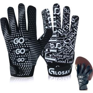 Football Gloves for Kids, Youth, and Adults - Super Sticky Silicone Receiver Gloves for Men and Women (Black)