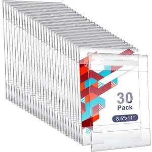Kigley 30 Packs Wall Mount Acrylic Sign Holder with Tape Clear Acrylic Sign Holder Wall Signage Document Door Signage Paper Rack Menu Rack Poster for Office Store Restaurant No Drilling(8.5 x 11 In)