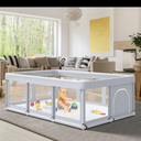 74" 50" Large Baby Playpen, Baby Playard for Babies and Toddlers, Play Fence Play Pens for Indoor & Outdoor, Sturdy Safety Play Yard with Soft Breathable Mesh, Anti-Fall, Grey