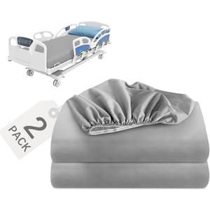 Biloban 2 Pack Hospital Bed Sheets Fitted, 368414 Hospital Bed Sheet Fit for Home & Hospital Care Beds, Shrinkage & Stain Resistant RV Twin Sheets for RV Twin/Bunk Mattress (Grey)