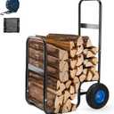 250 LBS Capacity Firewood Log Cart-Heavy Duty Steel Wood Carrier with Pneumatic Rubber Wheels for Fireplace,Fire Pit,Indoor & Outdoor(without cover)