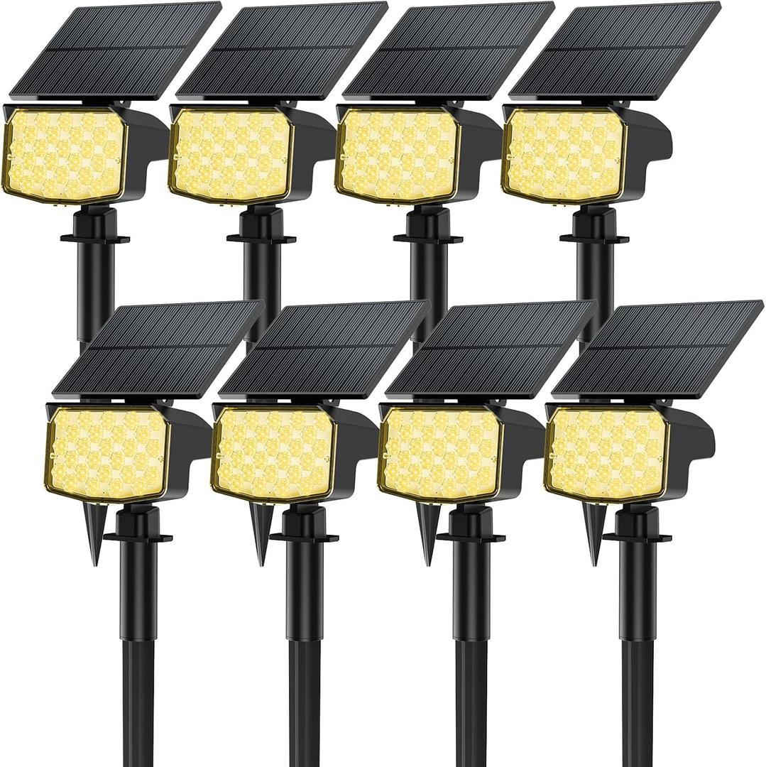 8 Pack Solar Spot Lights Outdoor, 2-in-1 Solar Lights Outdoor Waterproof IP65, Solar Powered Landscape Spotlights 3 Modes for Yard Garden Pathway Driveway Tree(Warm White)