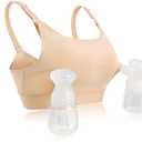 Hands Free Pumping Bra Hands-Free Breast Pump Bra Nursing Bras for Pumping Adjustable Breast-Pumps Holding and Nursing Bra (US, Alpha, Large, Regular, Regular, Beige)