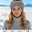 Chalier Warm Winter Headbands for Women Cable Crochet Turban Ear Warmer Headband with Plush (Beige/Light Grey/Pink/Black)