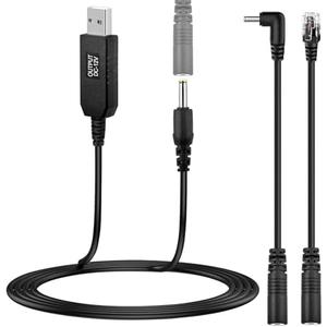 Pack of 2 Xislet 3 in 1 Radar Detector Power Cord, 3.4ft USB to DC Step Up Converter Cable Power with RJ11 Connector Plug Cable/DC Jack 3.5mm / Angle Adapter Fits for Escort Valentine One Beltronics Cobra