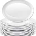Dandat 24 Pcs Large Serving Platters Oval Trays White Plates Serving Dish for Wedding Party Restaurant Home Steak, Taco, Sushi, Appetizer, Cake (14 Inch)