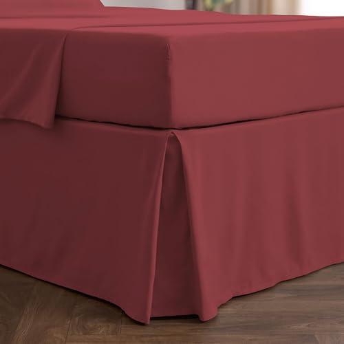 Mellanni Bed Skirt Queen Size - Bed Skirting - 15-Inch Tailored Drop Pleated Dust Ruffle - Hotel Luxury Bedding - Wrinkle, Fade, Stain Resistant - 1 Bedskirt (Queen, Brick Red)