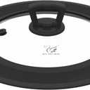 Vented Tempered Glass Universal Lid for Pot Pan Skillet with Heat Resistant Silicone Rim Microwave Splatter Lid Cover Microwave Safe Fit 6.5" 7" 7.5" Cookware, Dishwasher Safe Black