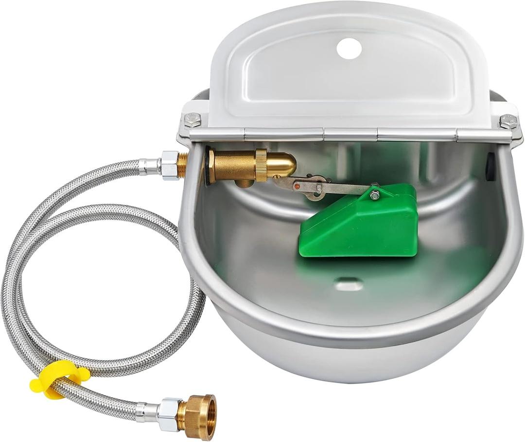 Automatic Water Dispenser for Dog Chicken Waterer Outdoor Dog Water Bowl Dispenser 304 Stainless Steel Feeder for Pets,Include Water Pipe and 3/4" Faucet