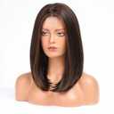 HAIRCUBE Short Wigs for Women,Brown Bob Wig Shoulder Length Synthetic Wig Heat Resistant Hair for Daily Party Use 16 Inches(Dark Brown with Highlight)