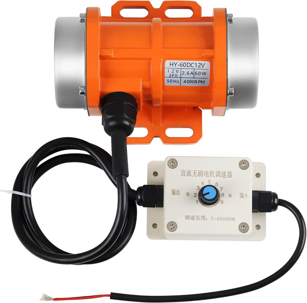 Vibrator Motor for Salt & Sand Spreader and Concrete Mixer 4000rpm 60W DC12V Aluminum Alloy Case Concrete Vibrator
