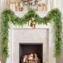 6 FT Christmas Cedar Garland, Real Touch Realistic Greenery Pine Garland for Mantle, Artificial Norfolk Pine with Lights for Stairs Railing Indoor Outdoor Christmas Decoration (1 Pack)