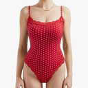 SUUKSESS Women Square Neck Lace Bodysuit Sleeveless Spaghetti Strap Tank Top Size XS