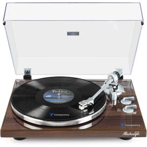 Retrolife® Turntables Belt-Drive Record Player with Wireless Output Connectivity Vinyl Player Support 33&45 RPM Speed Phono Line USB Digital to PC Recording MM Cartridge&Counterweight Bark Brown