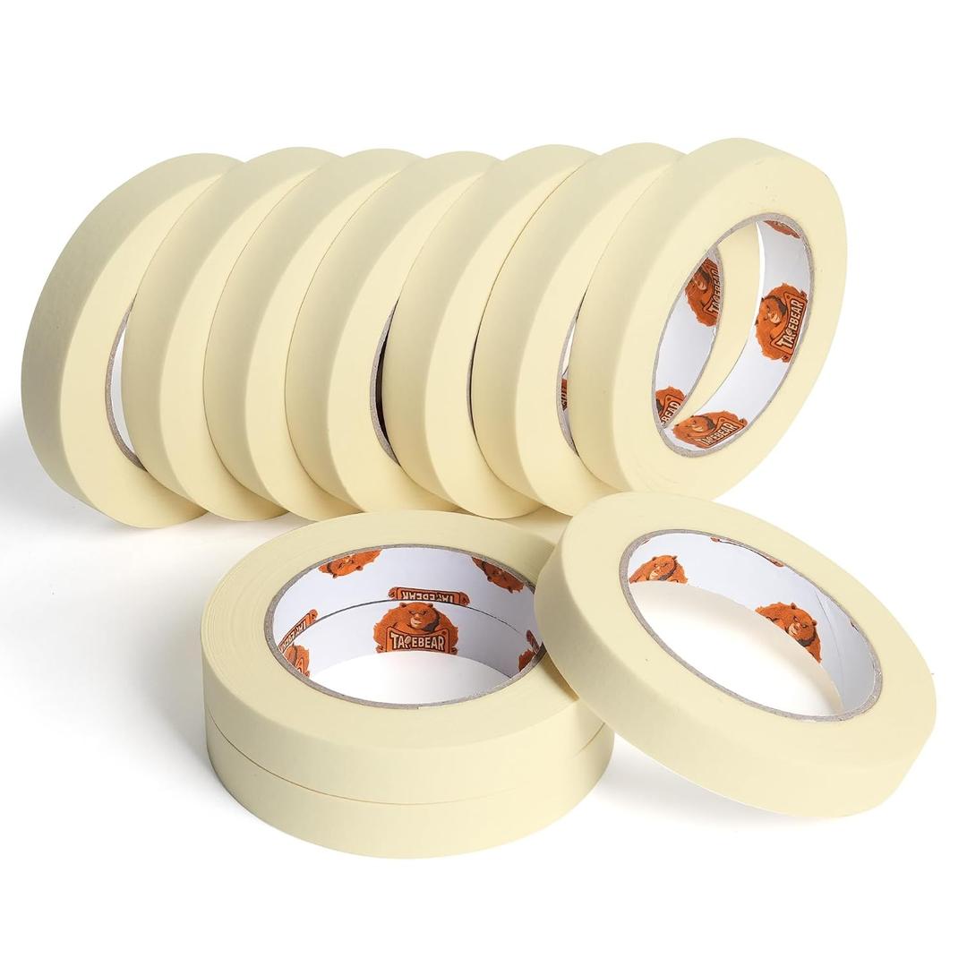 TAPEBEAR General Purpose Masking Tape Beige White 0.7" x 60Yards x 10Rolls