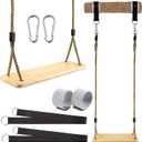 Wooden Swing Hanging Tree Swings, Wood Swings Seat 19.7 * 9.8in to Kids Children with Adjustable Rope Plus Tree Straps for Backyard, Playground, Porch, Patio, Garden, Park or Home