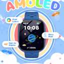 Smart Watch for Kids No Phone No APP Needed, 1.83" AMOLED Screen Fitness Tracker Watch with Pedometer, Kids Smart Watch with Heart Rate/Sleep Monitor, IP68 Waterproof for Boys Girls 5-12 (Blue)
