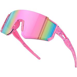 Kids Sunglasses Youth Baseball Sunglasses for Boys Girls Softball Sports Sun Glasses UV Protection (Pink)