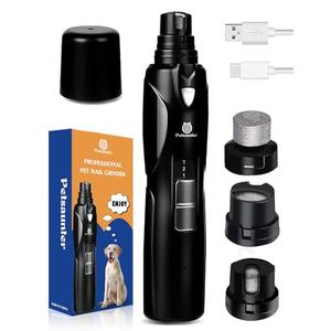 Petsaunter Dog Nail Grinder, 2-Speed and LED Light, Touch-Switch, TypeC, Quiet and Low-Vibration Dog Nail Trimmers, and 3 Ports for Large Dogs, Medium, Small Dogs Cats Pets with Hard or Thick Nail