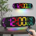 ANALOI Digital Wall Clock,14.4 Inch Large Display Digital Wall Clock with Auto Dimming, Temperature and Date, Remote Control, Night Light, DST, Alarm for Bedroom/Classroom/Gym/Seniors (Colorful)
