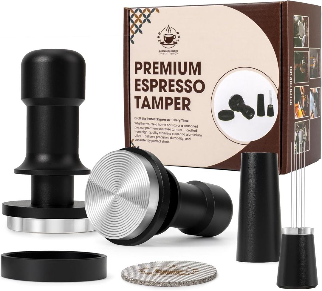 Espresso Tamper 53mm  Fits 54mm Breville Sage Portafilter  Compatible With Barista Express, Bambino Plus, Barista Pro, Infuser  Spring Loaded Calibrated Self Leveling Coffee Tamper Tool