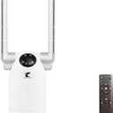 Ocean Loong Bladeless Tower Fan with Remote Control - Oscillation & Tilt Head - Cooling Floor Fan for Bedroom Home Office - 9 Speeds 9Hours Timer, 29 (White)