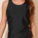 Smismivo Tankini Tops for Women Open Back Swim Tank Top Bathing Suit with Padded Sports Bra Bikini Top Two Piece No Bottom (Black, M)