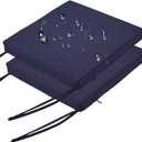 Outdoor Chair Cushions Set of 2 14x14 In, Waterproof Fade Resistant Patio Furniture Cushions, 2 In Thick Sofa Couch Seat Cushion Replacement, Square Chair Pads w/ Ties and Washable Cover, Dark Blue