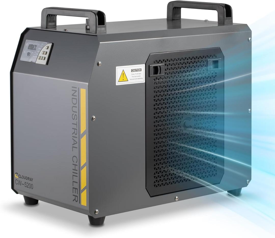 Cloudray 6L Industrial CO2 Laser Water Chiller 0.61HP CW5200 Precise Thermostat Recirculating CO2 Industrial Laser Chiller for 60W 70W 80W 90W 100W 120W 130W 150W CO2 Engraving Machine Cooling Machine