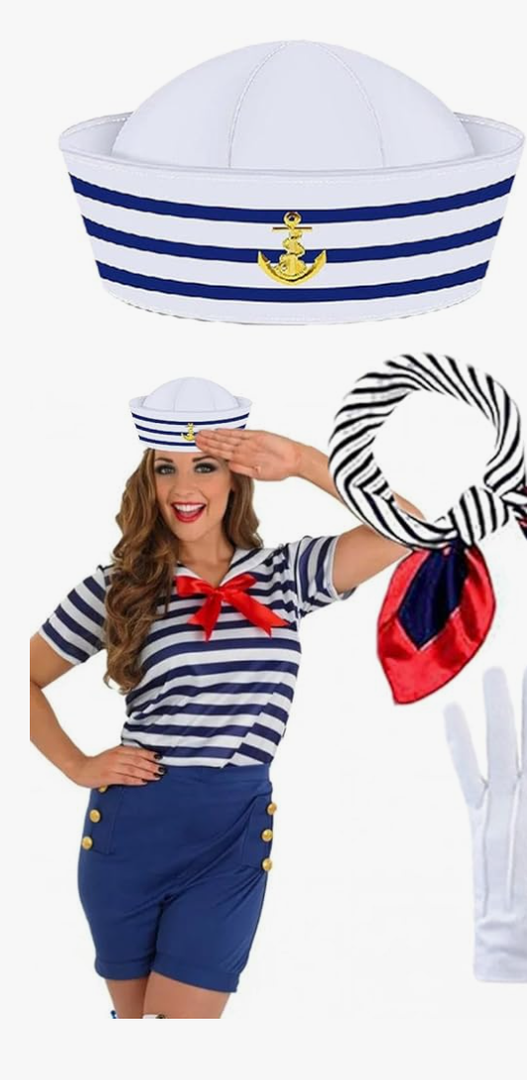 Nautical Bachelorette Party Favors | 5 Nautical Costume | Breathable Comfortable Women's Sailor Outfit for Halloween Cosplay Carnivals Fancy Dress Parties,M