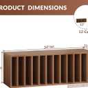IOTXY DIY Modular Cube Bookcase - CubeXY Customizable Stackable Expandable Basic Shelving Units, 12-Cube Wooden Open Bookshelf with Removable Shelves for 10-inch Vinyl Record Storage Organizer, Walnut