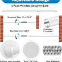 3 Pack Window Security Bars Adjustable 19.6''-35.4'', Sliding Window Lock Bar, Safety Bar for Windows, Adjustable Window Lock Bars for Home Security Inside