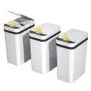 FRESHLIX 3 Pack Bathroom Trash Can 2.6 Gallon Small Touchless Automatic Motion Sensor Trash Cans Slim Waterproof Garbage Bin with Lid for Kitchen, Office, Bedroom White